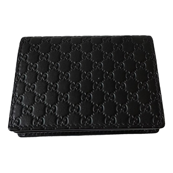 NWOT GUCCI GG Black Leather Bi-fold Snap Wallet - Picture 1 of 8
